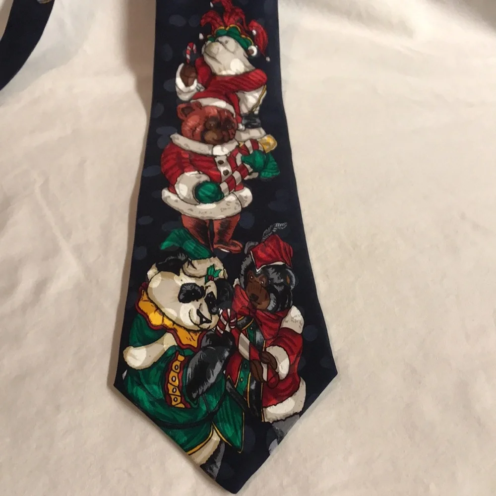 Santa Bears Men’s Christmas Silk Tie by Addiction